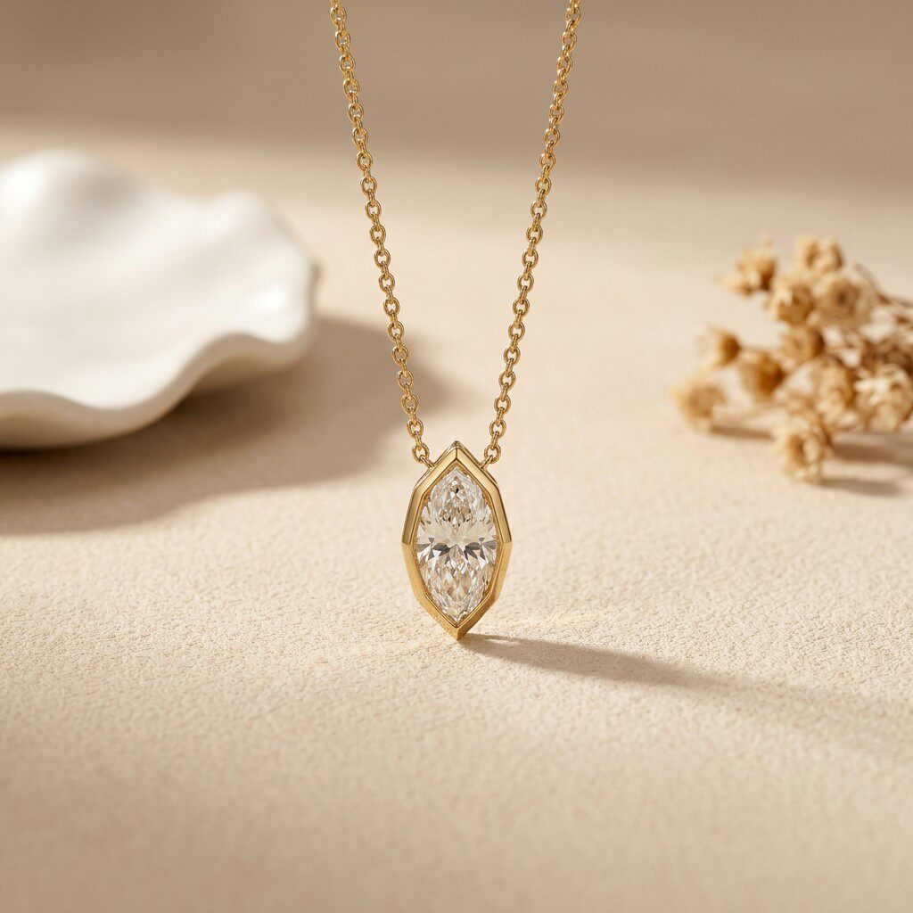 3Carat Bezel Set Marquise Cut  - đánh giá và giá Bezels Set Pendant
