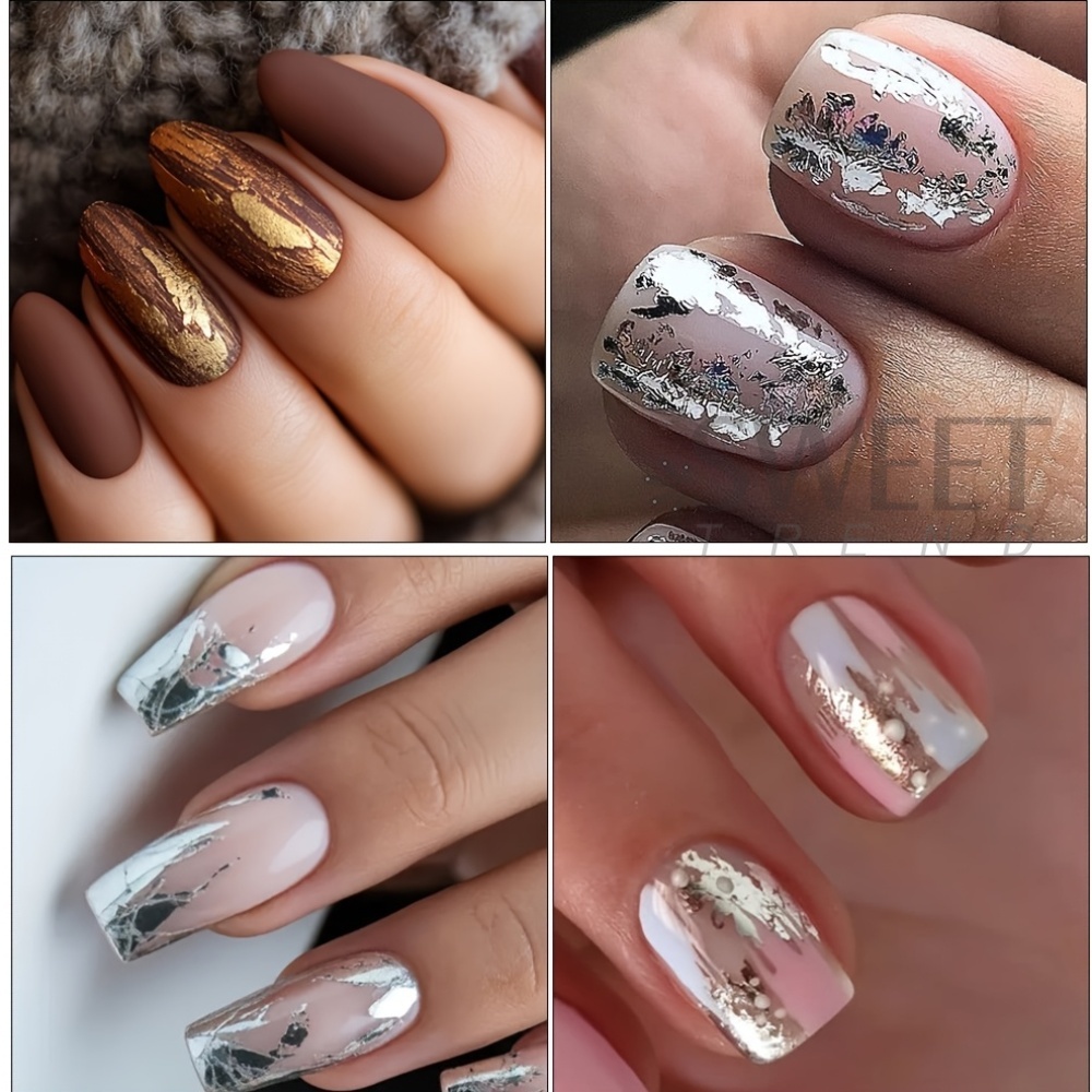 10 Types Matte Metallic Nail T - đánh giá và giá Gold Foil Flakes