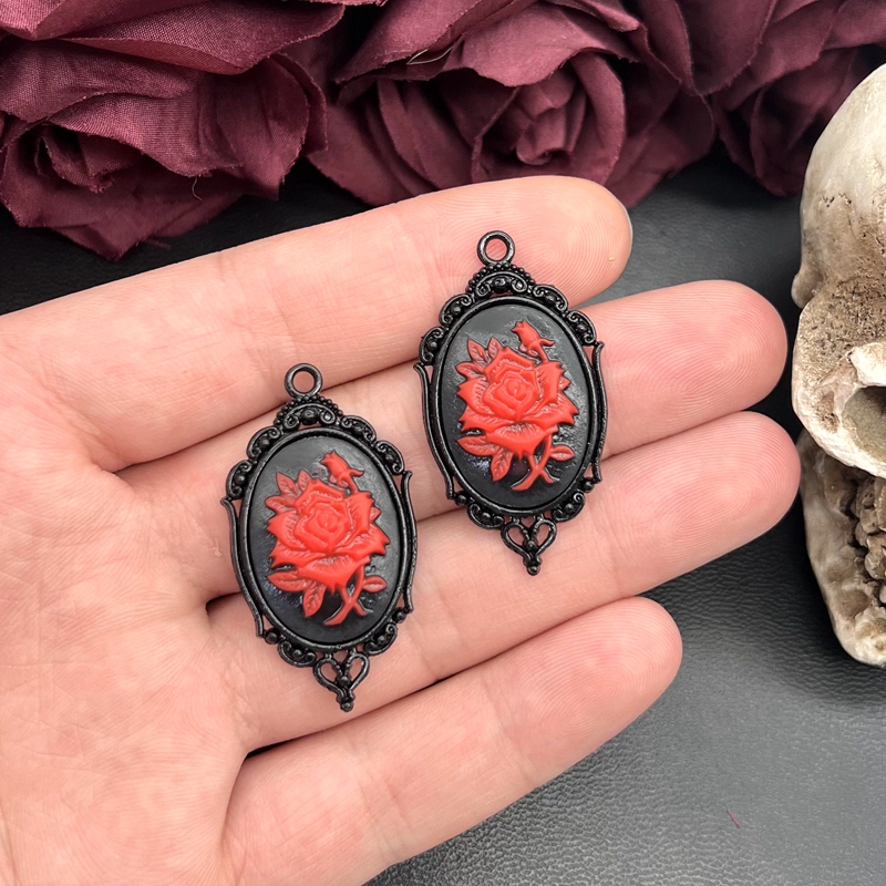 4pcs Gothic Red Rose Cameo Cha - đánh giá và giá Flower Preservation Resin