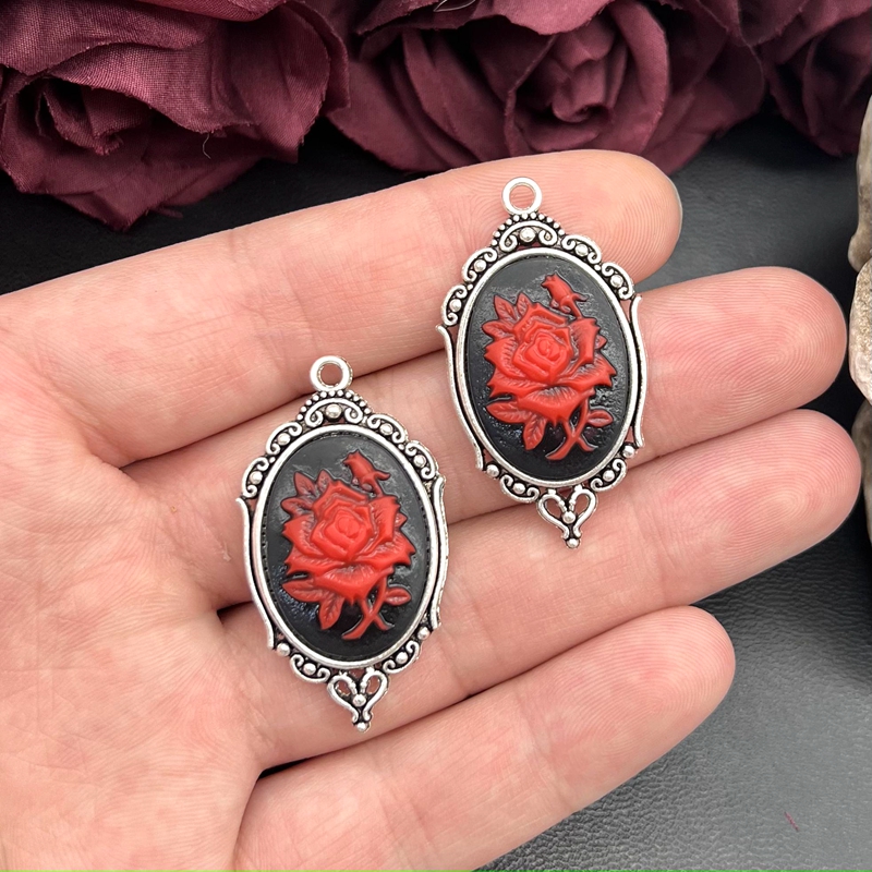 4pcs Gothic Red Rose Cameo Cha - đánh giá và giá Flower Preservation Resin